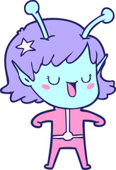 happy alien girl cartoon