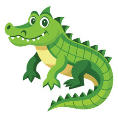 Obraz premium Vector artwork featuring a playful green crocodile design against a clean white background suitable for kids' themes and educational materials