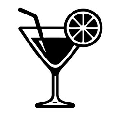 Martini Cocktail Drink Outline Icon Vector Illustration for Beverages and Bars