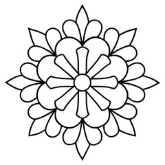 Geometric Floral Mandala Design Line Art