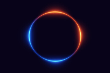 Glowing neon circle with blue and red gradient light effect.