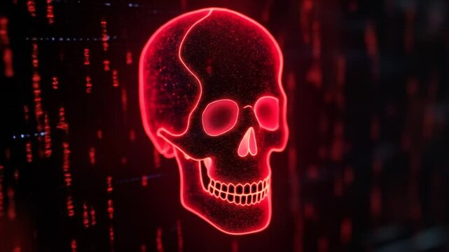 Red glowing skull digital graphic