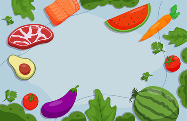 Food Vegetable Fruit Vector Illustration Background Design Template