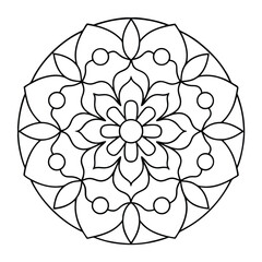 Mandala Art Design with Floral Petals and Circles