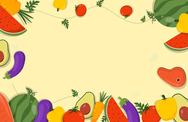 Food Vegetable Fruit Vector Illustration Background Design Template