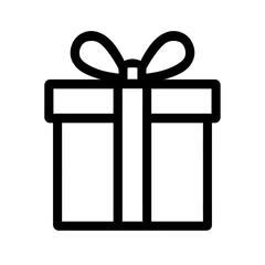 Outline Icon of a Gift Box with Ribbon and Bow - Representing Presents, Celebrations, and Surprises