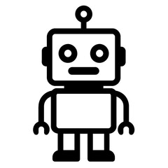 Fototapeta premium Outline Icon of a Cute Robot - Representing Artificial Intelligence, Automation, and Future Tech