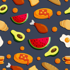 Food Vegetable Fruit Vector Illustration Background Pattern Design Template
