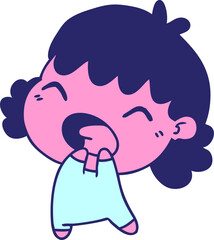 freehand drawn cartoon of cute kawaii baby girl