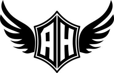 AH logo emblem with winged and shield template