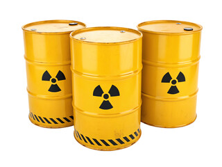 yellow radioactive barrels, hazardous, isolated PNG transparent background