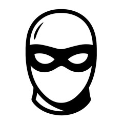 Minimalist Robber Mask or Balaclava Icon Vector Illustration