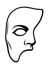 Outline Icon of a Half Phantom Mask - Representing Mystery, Theater, and Disguise