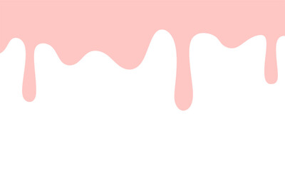 Dripping ice cream. sweet caramel flowing down. pink glaze dripping on white background. Banner or border with flowing white liquid cream. Vector illustration