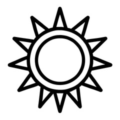Outline Icon of the Sun - Representing Sunny Weather, Daytime, and Warmth