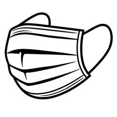 Outline Icon of a Surgical Mask - Representing Health Protection and Safety
