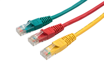 Colorful network cables, isolated PNG transparent background