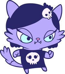 cute cartoon tough cat girl