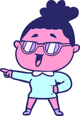 Fototapeta premium cartoon happy woman wearing spectacles