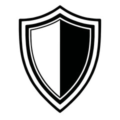 Outline Icon of a Divided Shield - Representing Protection, Security, and Defense