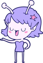 happy alien girl cartoon laughing
