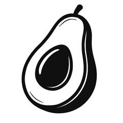 Outline Icon of a Sliced Avocado - Representing Healthy Eating and Fresh Ingredients