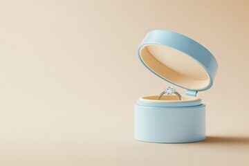 Diamond engagement ring in light blue gift box