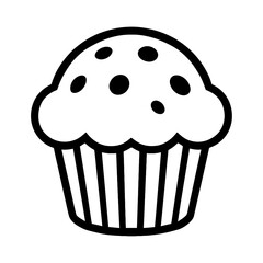 Simple Outline Icon of a Cupcake - Representing Sweet Treats and Bakery Items