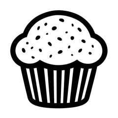 Outline Icon of a Cupcake with Sprinkles - Representing Sweet Treats and Desserts
