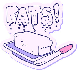 sticker of a cartoon butter fats