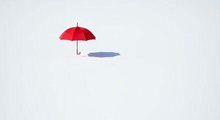 AI-Generated of Negative Space Concept with Minimalist Red Umbrella on White Background