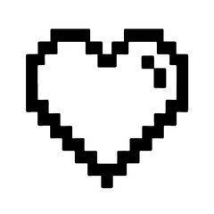 Clean Pixel Heart Outline Icon for Gaming, Health, and Retro Digital Designs
