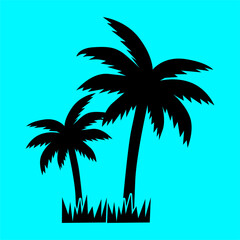 Fototapeta premium tropical coconut tree vector black. with color background