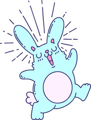 illustration of a traditional tattoo style prancing rabbit