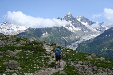 Wanderer bei La flegere bei Chamonix
