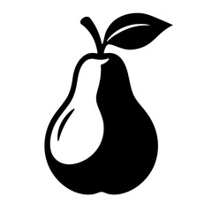 Fresh Pear Fruit with Leaf Outline Icon - Healthy Food and Natural Produce Symbol