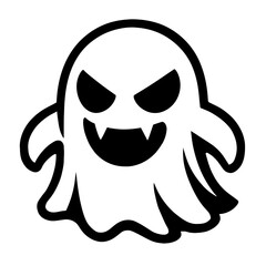 Angry Ghost Mascot with Fangs Outline Icon - Halloween, Spooky, and Supernatural Symbol
