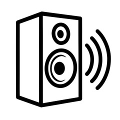 Speaker Monitor with Sound Waves Outline Icon - Audio, Music, and Multimedia Symbol