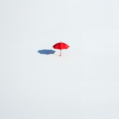 AI-Generated of Negative Space Concept with Minimalist Red Umbrella on White Background