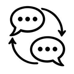 Two Speech Bubbles with Arrows Outline Icon - Communication and Dialogue Symbol