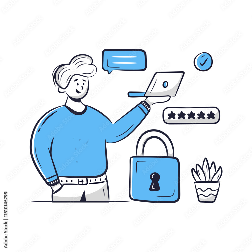 Poster secure access with password protection and data encryption for online safety and privacy on the inte