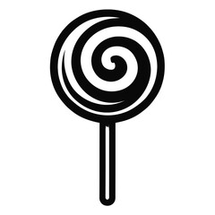 Lollipop Candy with Spiral Swirl Outline Icon - Sweet Treat and Confectionery Symbol