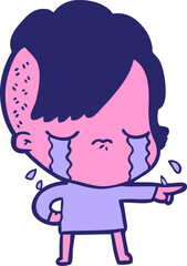cartoon crying girl accusing