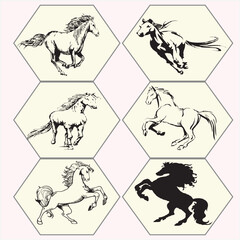 running horse vector set