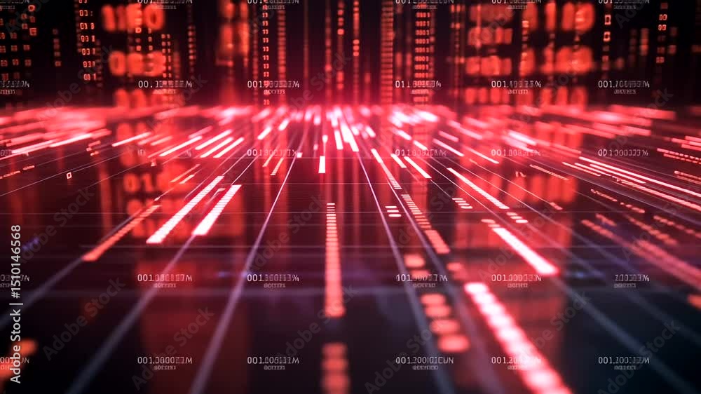 Wall mural abstract data visualization in red and black