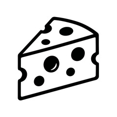 Swiss Cheese Wedge Outline Icon - Dairy Product and Food Ingredient Symbol