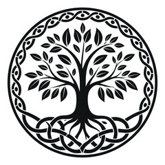 Vector tree silhouette logo design