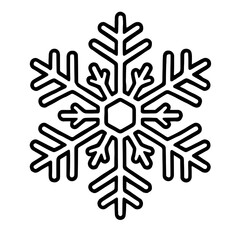 Detailed Snowflake Outline Icon - Intricate Winter and Ice Crystal Symbol