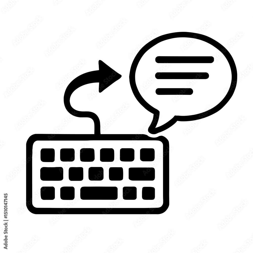 Fototapete Keyboard with Typing Message and Speech Bubble Icon - Digital Communication Symbol