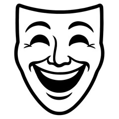 Comedy Mask Laughing Face Outline Icon - Theater and Entertainment Symbol